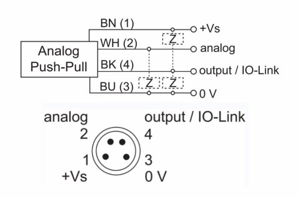 OM30-P0100.HV.TXN 測距傳感器的接線圖及針角定義圖