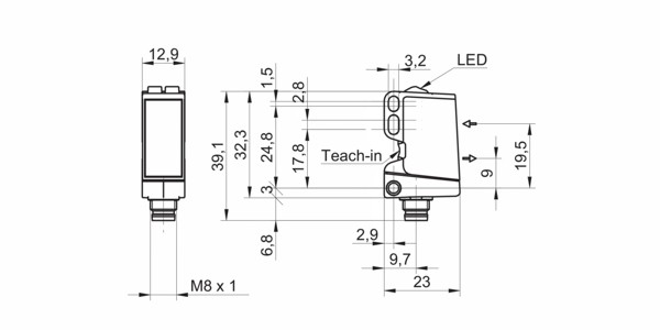 O300.DL-GM1J.72N 測(cè)距傳感器的尺寸圖