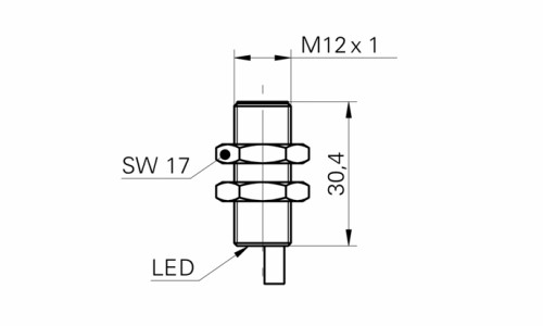 IFRM 12N1701/L 接近開關(guān)傳感器的尺寸圖